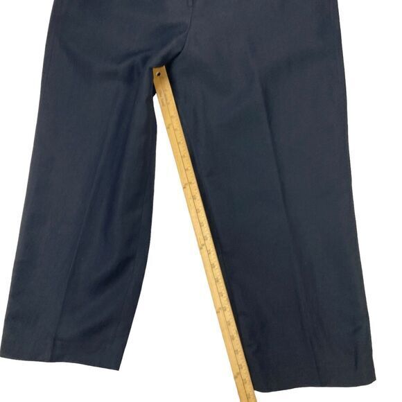 Larry Levine Sport Straight Leg Pants Womens 12 Black Linen Lightweight Casual - Picture 11 of 13